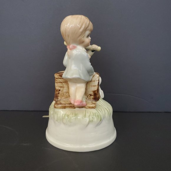 VINTAGE Porcelain Music Box Works | Taiwan | Boy Girl Kids Dog Baseball Playing - Picture 2 of 6